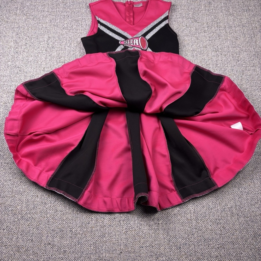 Spirit Halloween Girls Cheerleader Dress Pink/Blk/Silver Youth Large - Picture 4 of 5